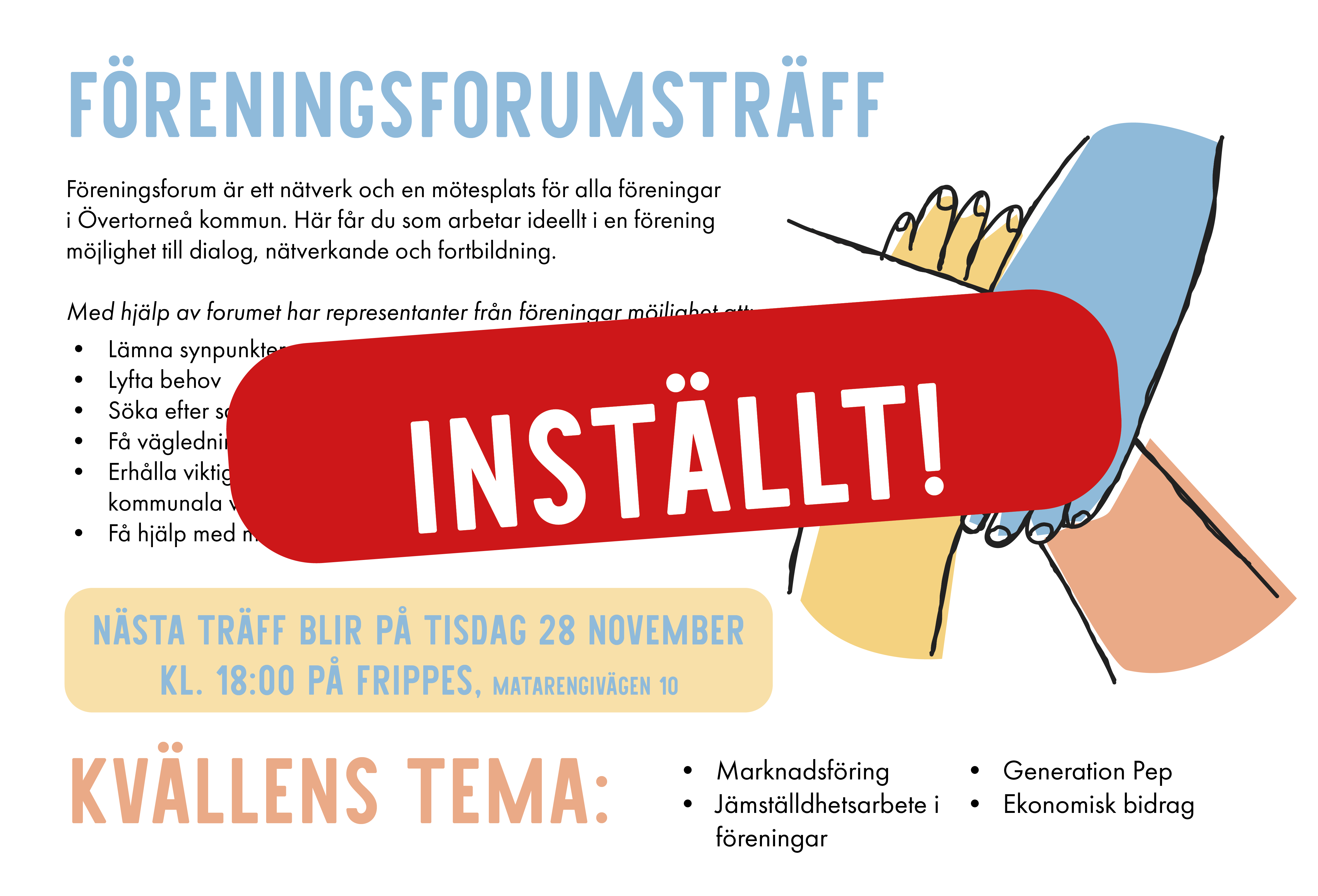 Föreningsforumsträff inställt