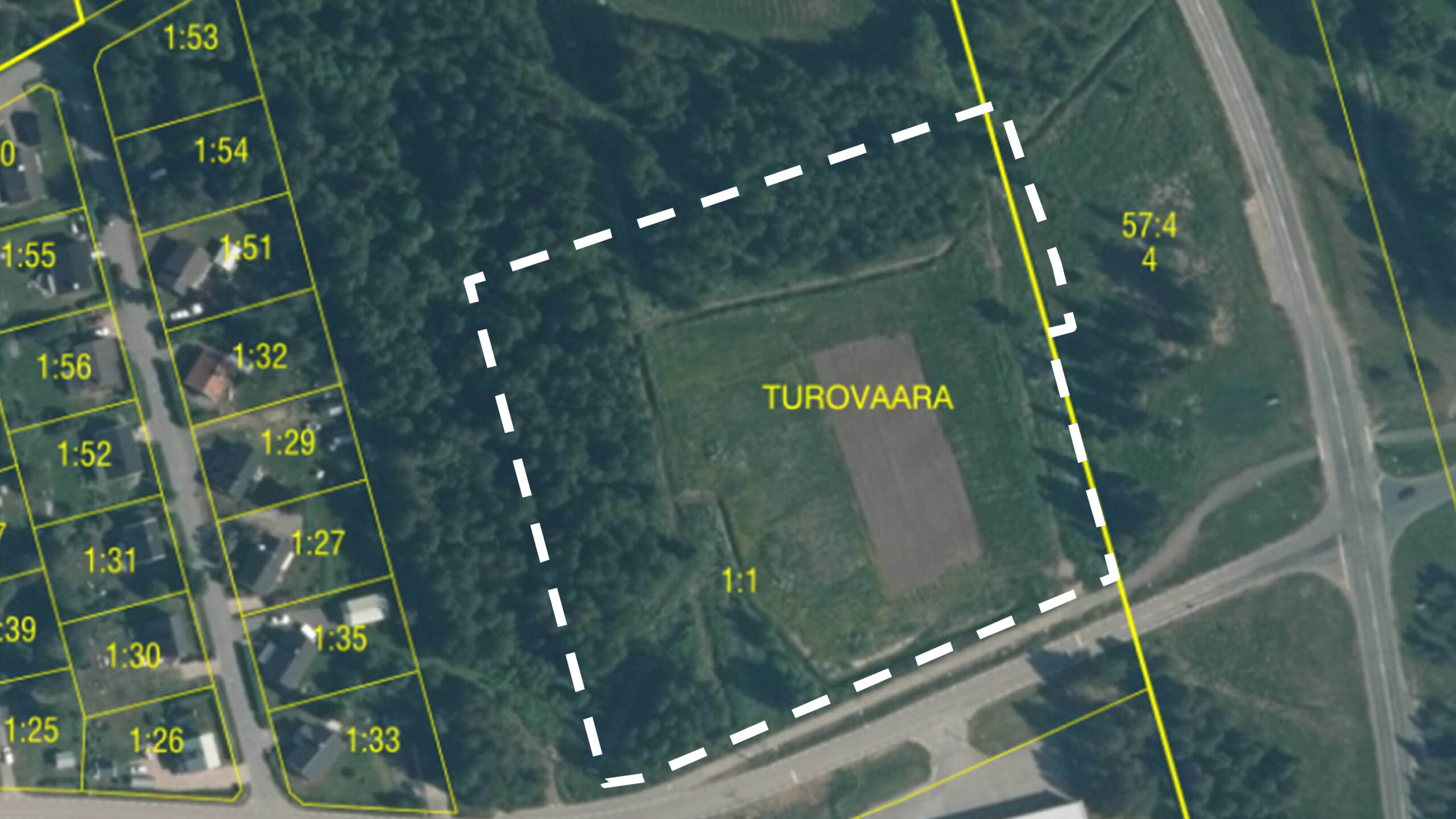 Kartbild som visar fastigheten Turovaara 1:1 Kartbild som visar fastigheten Turovaara 1:1